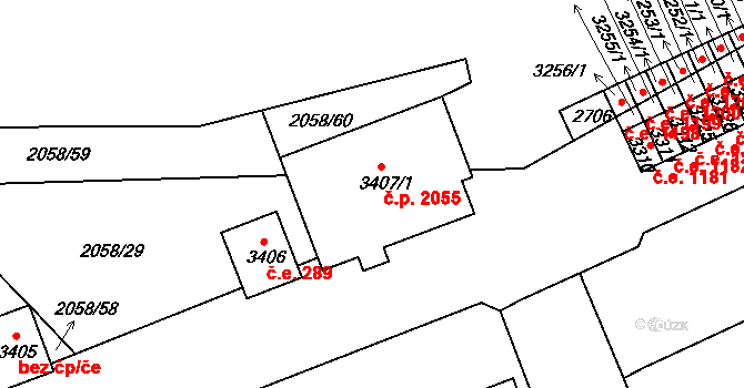 Náchod 2055 na parcele st. 3407/1 v KÚ Náchod, Katastrální mapa