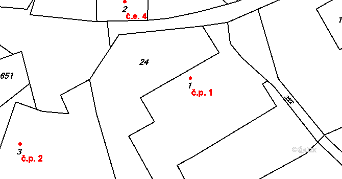 Broumovice 1, Neustupov na parcele st. 1 v KÚ Broumovice, Katastrální mapa