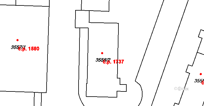 Poruba 1737, Ostrava na parcele st. 3558/2 v KÚ Poruba-sever, Katastrální mapa