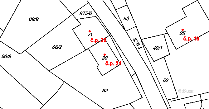 Sedliště 21, Jimramov na parcele st. 30 v KÚ Sedliště u Jimramova, Katastrální mapa