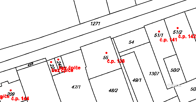 Heroltice 138, Hoštice-Heroltice na parcele st. 55 v KÚ Heroltice, Katastrální mapa