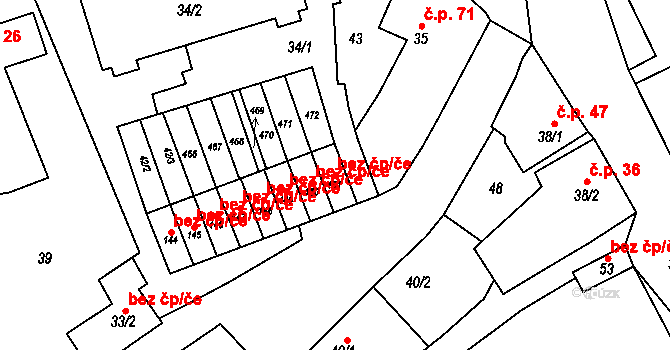 Horní Újezd 38355493 na parcele st. 151 v KÚ Horní Újezd u Třebíče, Katastrální mapa