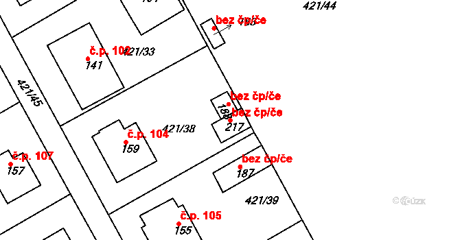 Dušejov 38662493 na parcele st. 217 v KÚ Dušejov, Katastrální mapa