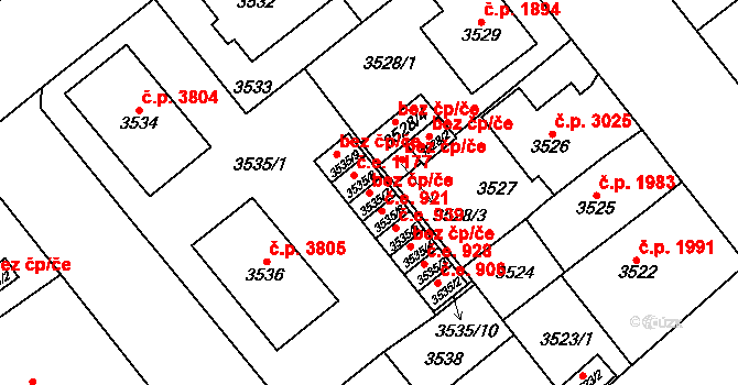 Chomutov 39090493 na parcele st. 3535/7 v KÚ Chomutov I, Katastrální mapa