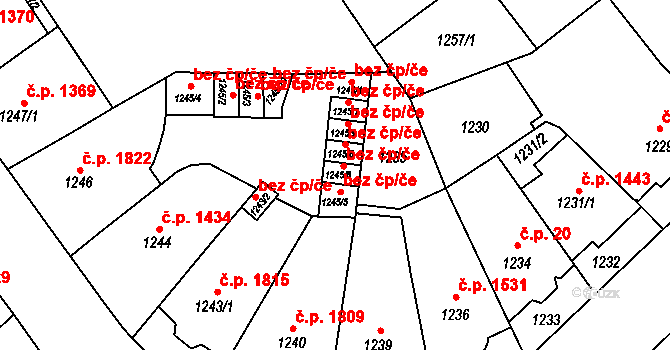 Teplice 39142493 na parcele st. 1245/8 v KÚ Teplice, Katastrální mapa