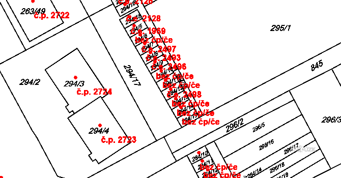 Znojmo 40987493 na parcele st. 294/12 v KÚ Znojmo-Louka, Katastrální mapa