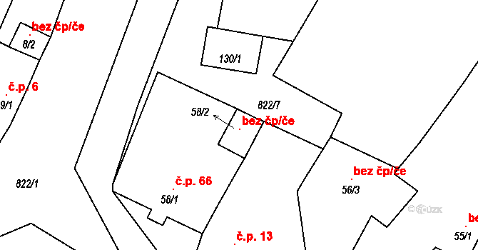 Děčany 41137493 na parcele st. 58/2 v KÚ Solany, Katastrální mapa