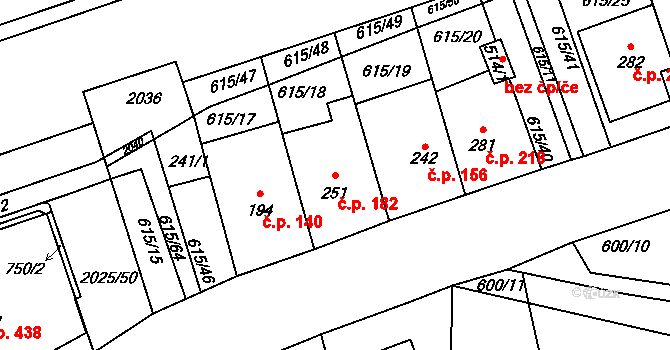 Louky 182, Zlín na parcele st. 251 v KÚ Louky nad Dřevnicí, Katastrální mapa