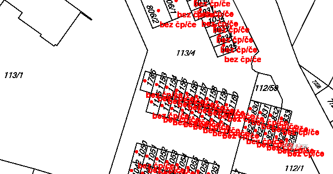 Třebíč 44146493 na parcele st. 1154 v KÚ Podklášteří, Katastrální mapa