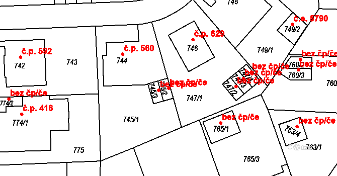 Ústí nad Labem 44725493 na parcele st. 745/2 v KÚ Klíše, Katastrální mapa