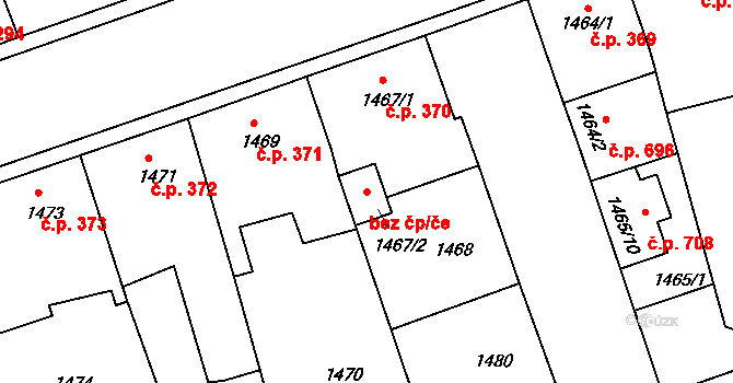 České Budějovice 46918493 na parcele st. 1467/2 v KÚ České Budějovice 4, Katastrální mapa