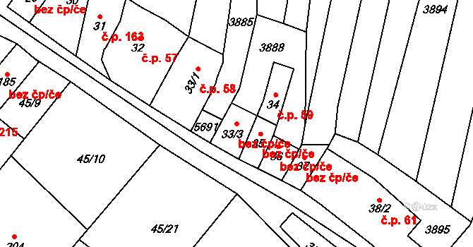 Ořechov 47265493 na parcele st. 33/3 v KÚ Ořechov u Uherského Hradiště, Katastrální mapa