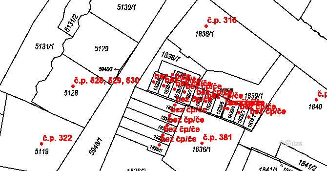 Liberec 47288493 na parcele st. 1838/4 v KÚ Liberec, Katastrální mapa