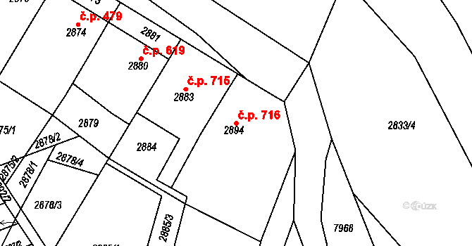 Nivnice 716 na parcele st. 2894 v KÚ Nivnice, Katastrální mapa