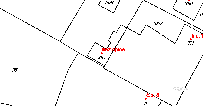 Roudná 49354493 na parcele st. 351 v KÚ Roudná nad Lužnicí, Katastrální mapa