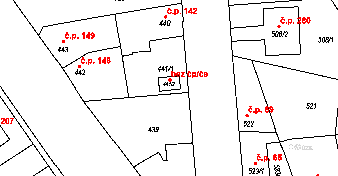 Praha 49927493 na parcele st. 441/2 v KÚ Dolní Měcholupy, Katastrální mapa