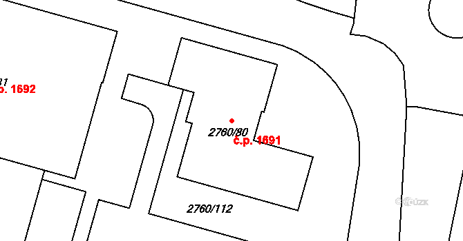 Holešov 1691 na parcele st. 2760/80 v KÚ Holešov, Katastrální mapa