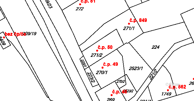Beroun-Závodí 50, Beroun na parcele st. 271/2 v KÚ Beroun, Katastrální mapa