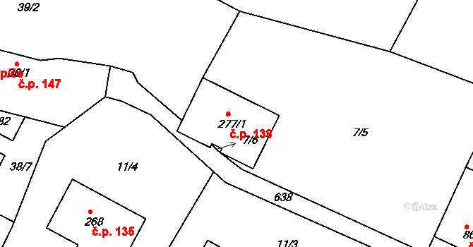 Byškovice 138, Neratovice na parcele st. 277/1 v KÚ Byškovice, Katastrální mapa