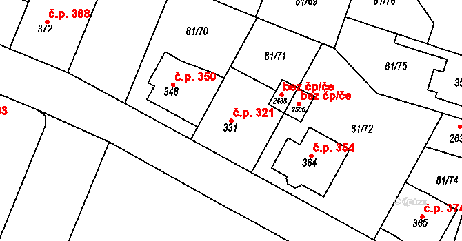 Lobeček 321, Kralupy nad Vltavou na parcele st. 331 v KÚ Lobeček, Katastrální mapa