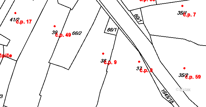 Černíkov 9 na parcele st. 38 v KÚ Černíkov, Katastrální mapa