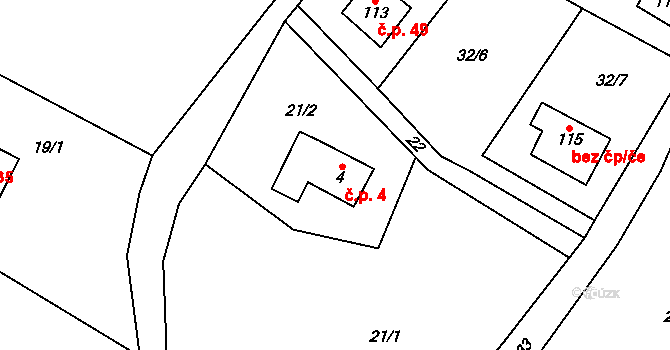 Janovičky 4, Heřmánkovice na parcele st. 4 v KÚ Janovičky u Broumova, Katastrální mapa