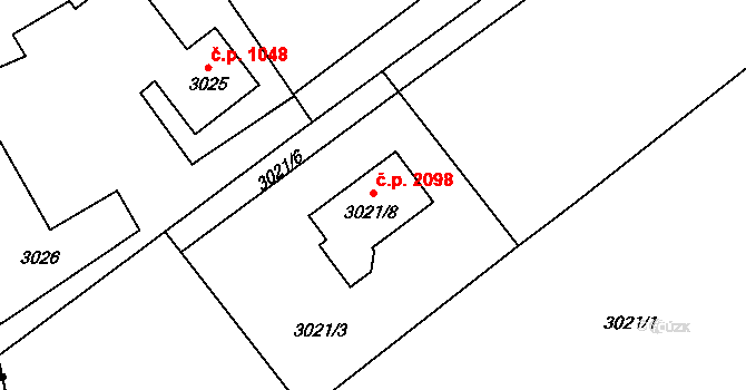 Hranice 2098, Karviná na parcele st. 3021/8 v KÚ Karviná-město, Katastrální mapa