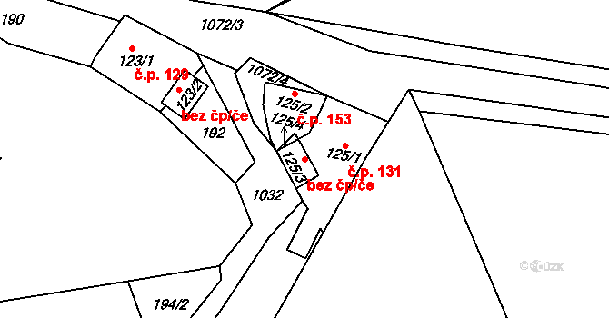 Velemín 81696493 na parcele st. 125/3 v KÚ Milešov u Lovosic, Katastrální mapa