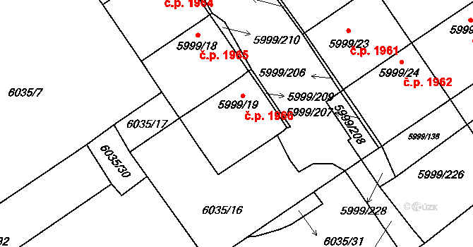 Velké Meziříčí 1966 na parcele st. 5999/19 v KÚ Velké Meziříčí, Katastrální mapa