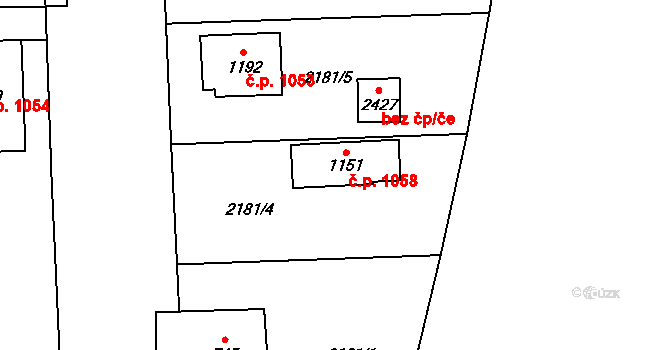 Humpolec 1058 na parcele st. 1151 v KÚ Humpolec, Katastrální mapa