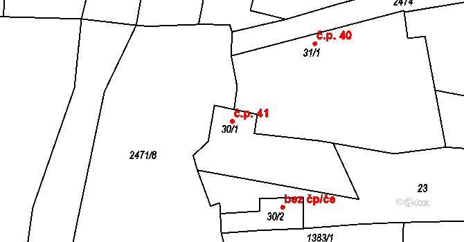 Úlice 41 na parcele st. 30/1 v KÚ Úlice, Katastrální mapa