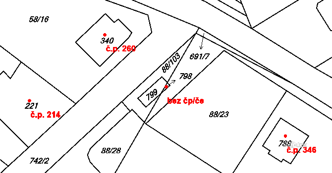 Trnová 93395493 na parcele st. 799 v KÚ Trnová u Plzně, Katastrální mapa