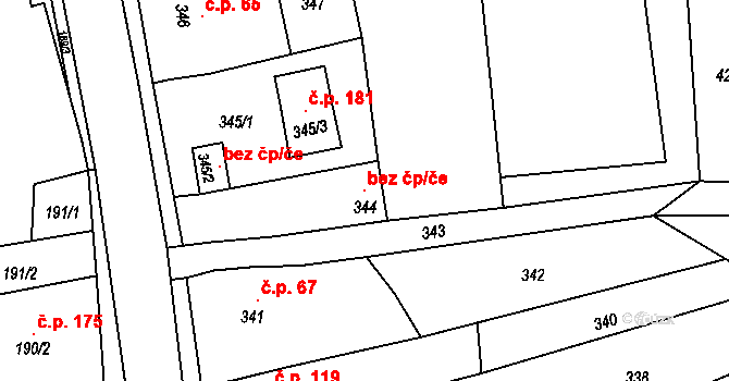 Krčmaň 102057494 na parcele st. 344 v KÚ Krčmaň, Katastrální mapa