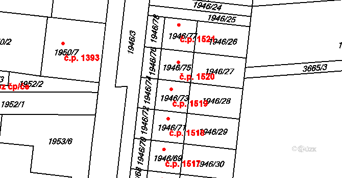 Holešov 1519 na parcele st. 1946/73 v KÚ Holešov, Katastrální mapa