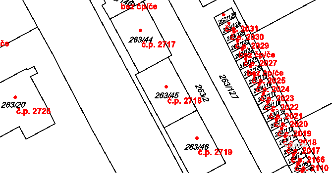 Znojmo 2718 na parcele st. 263/45 v KÚ Znojmo-Louka, Katastrální mapa