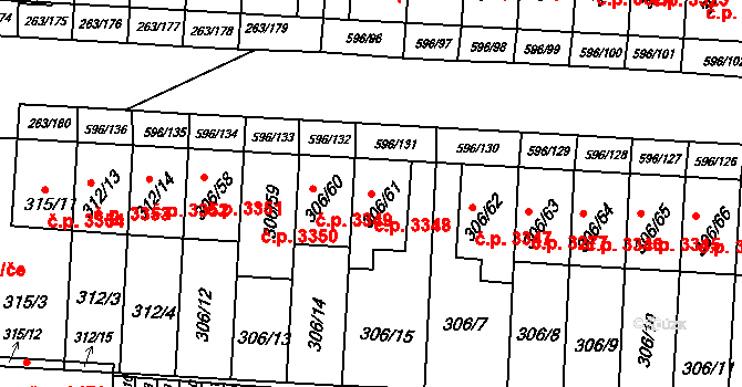 Znojmo 3348 na parcele st. 306/61 v KÚ Znojmo-Louka, Katastrální mapa