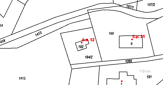 Barochov 12, Řehenice na parcele st. 192 v KÚ Malešín, Katastrální mapa