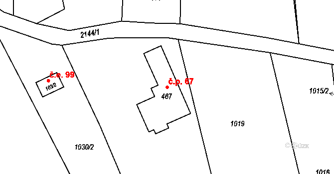 Alšovice 67, Pěnčín na parcele st. 467 v KÚ Alšovice, Katastrální mapa