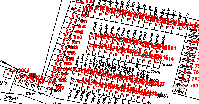 Jihlava 824 na parcele st. 3908/75 v KÚ Jihlava, Katastrální mapa