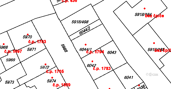Kladno 1794 na parcele st. 6044/1 v KÚ Kladno, Katastrální mapa
