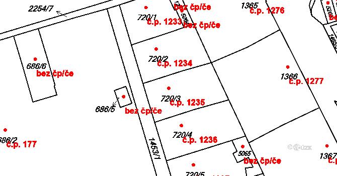 Šumperk 1235 na parcele st. 720/3 v KÚ Šumperk, Katastrální mapa