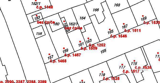 Kročehlavy 1509, Kladno na parcele st. 161 v KÚ Kročehlavy, Katastrální mapa