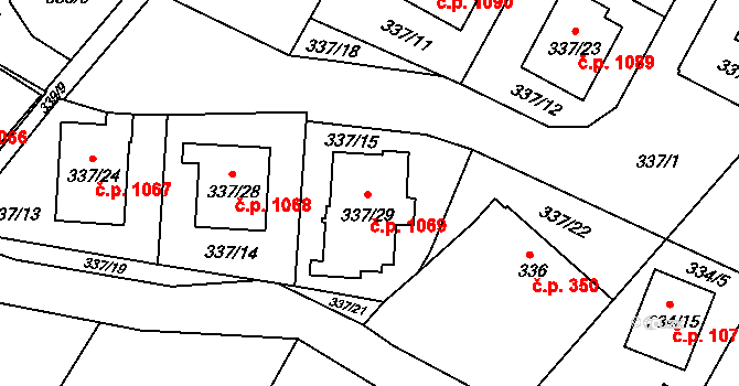 Třeboň II 1069, Třeboň na parcele st. 337/29 v KÚ Třeboň, Katastrální mapa