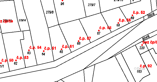 Dubany 57, Libochovice na parcele st. 66 v KÚ Dubany, Katastrální mapa