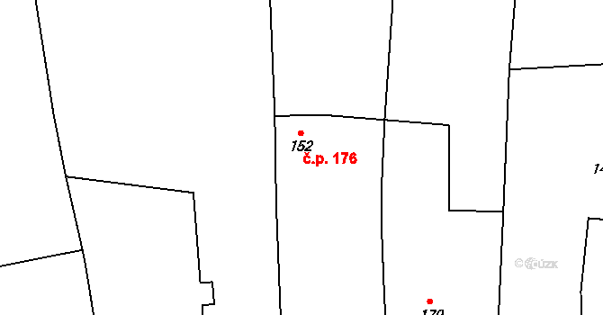 Loučeň 176 na parcele st. 152 v KÚ Loučeň, Katastrální mapa