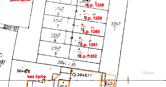 Poděbrady III 1261, Poděbrady na parcele st. 3047/17 v KÚ Poděbrady, Katastrální mapa
