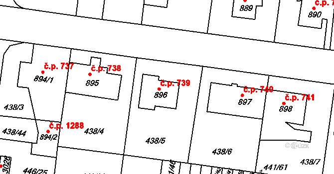 Strakonice I 739, Strakonice na parcele st. 896 v KÚ Strakonice, Katastrální mapa