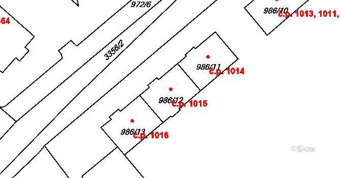 Pelhřimov 1015 na parcele st. 986/12 v KÚ Pelhřimov, Katastrální mapa