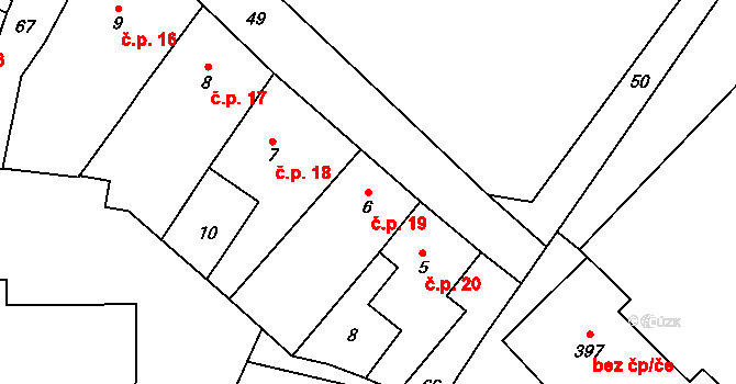 Vidnava 19 na parcele st. 6 v KÚ Vidnava, Katastrální mapa