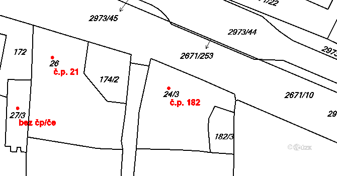 Černilov 182 na parcele st. 24/3 v KÚ Černilov, Katastrální mapa